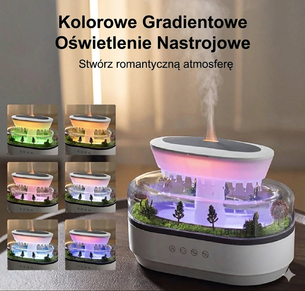 Aromatyczny Nawilżacz Powietrza „Raindrop” z Kolorowym Podświetleniem LED – Dyfuzor Ultradźwiękowy 250 ml