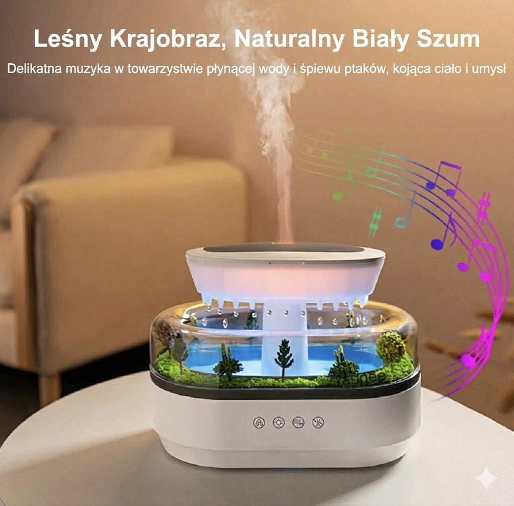 Aromatyczny Nawilżacz Powietrza „Raindrop” z Kolorowym Podświetleniem LED – Dyfuzor Ultradźwiękowy 250 ml