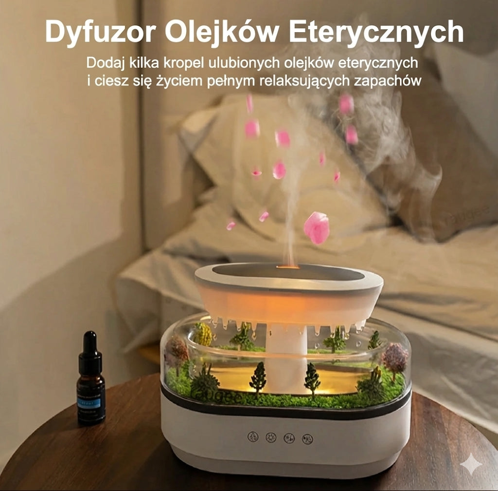 Aromatyczny Nawilżacz Powietrza „Raindrop” z Kolorowym Podświetleniem LED – Dyfuzor Ultradźwiękowy 250 ml